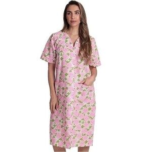 Dreamcrest Short Sleeve Seersucker Duster Snap Close Pockets L